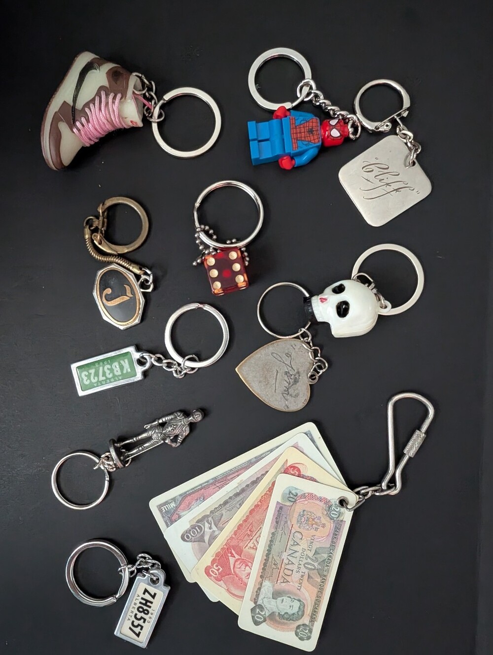 Vintage Keychain Lot - Nike, Money, Engraved, Spiderman, War Amps - 11 Pcs!